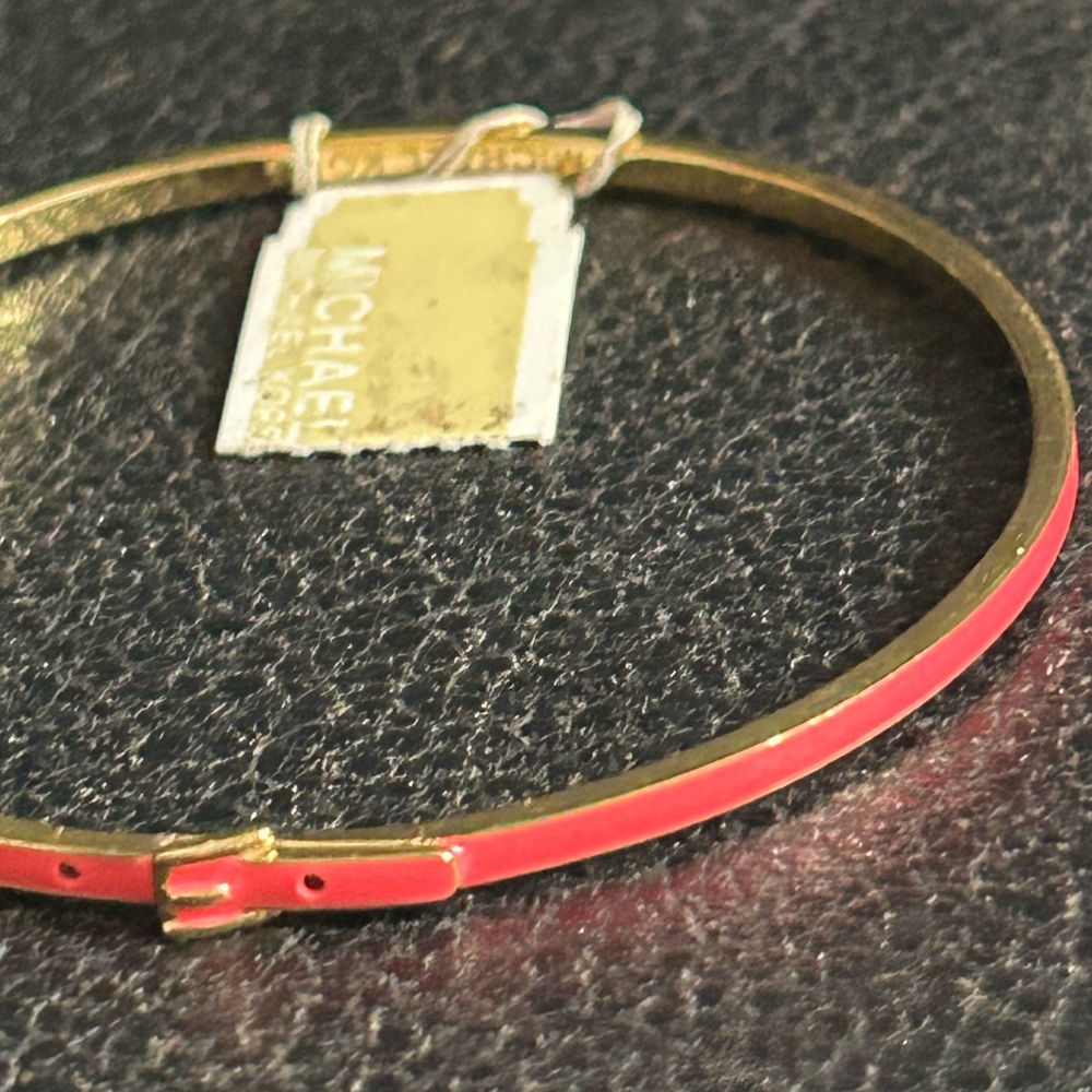 Michael Kors Pink Enamel and Gold Buckle Design Bracelet - Picture 12 of 16